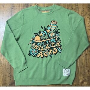 KILLER ACID Rare Men's Mushroom Sweater Size XL Green Trippy Psychedelic